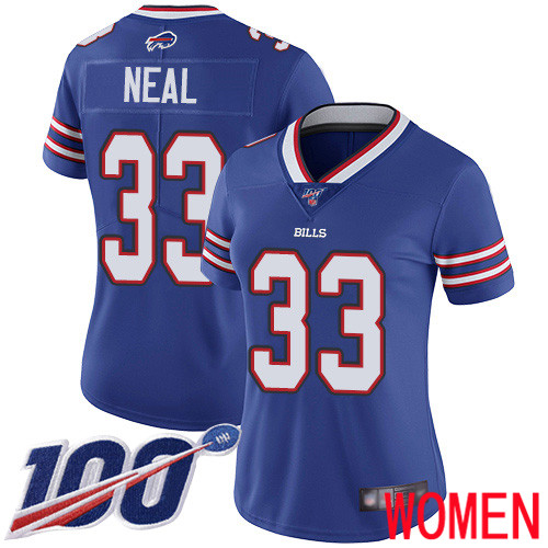 Women Buffalo Bills #33 Siran Neal Royal Blue Team Color Vapor Untouchable Limited Player 100th Season NFL Jersey->women nfl jersey->Women Jersey